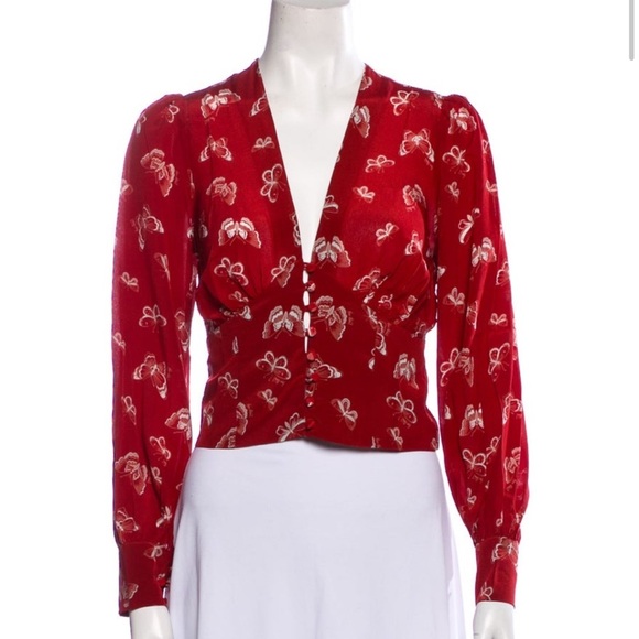 Realisation Par Kaia Top Red Butterfly Size XS - Picture 5 of 12